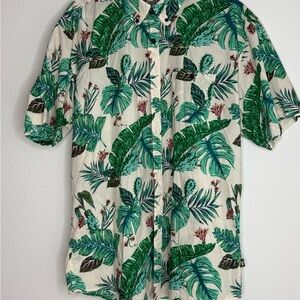 Howler Brothers Green Tropical Leaf Button-Down Shirt